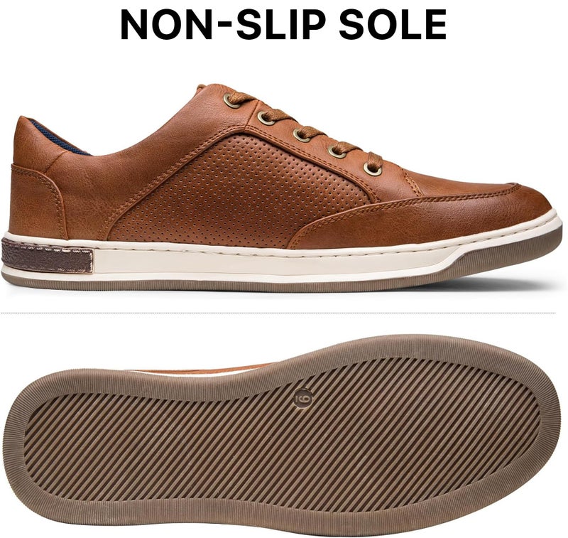 Jousen Men's Sneakers Classic Retro Casual Shoes for Men Breathable Business Dress Sneaker (A81Q07 Yellow Brown 14) - Image 2